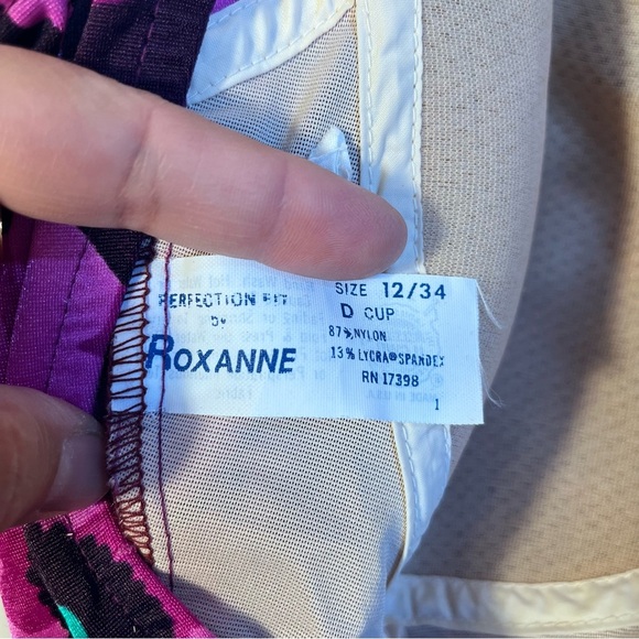 Perfection Fit by Roxanne Vintage Floral Pink and Purple One-Piece Swimsuit - Picture 3 of 6